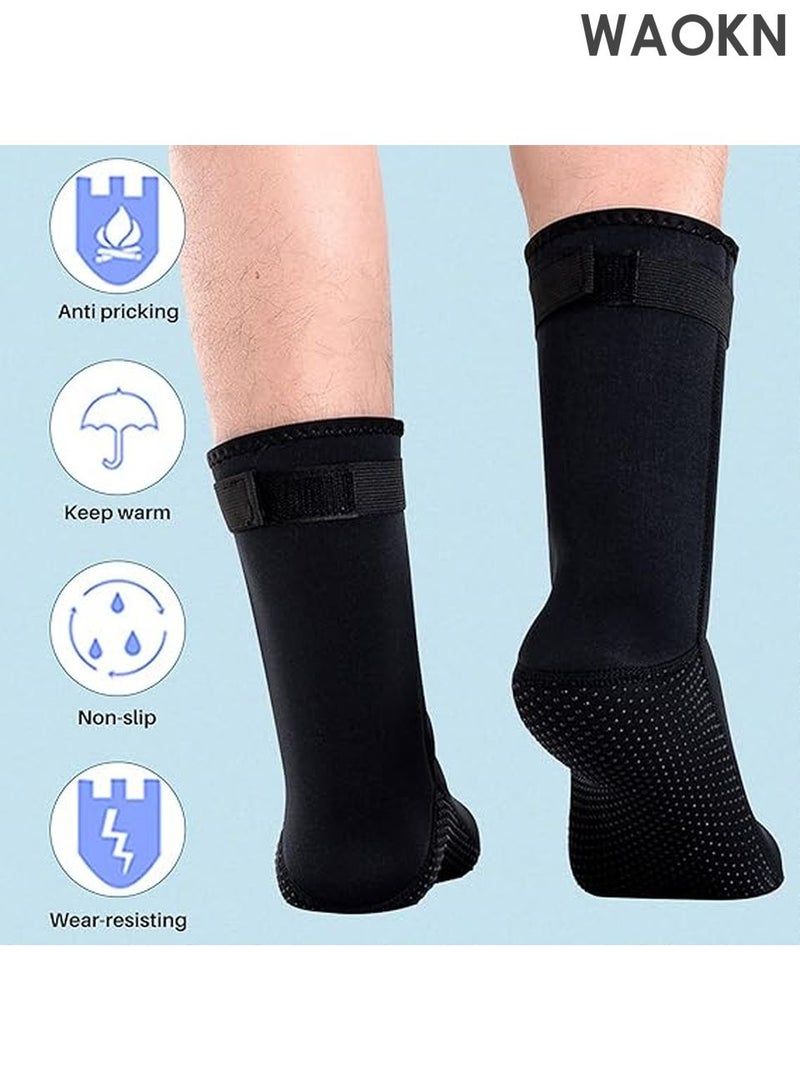 دبليو أيه أو كي أن جوارب نيوبرين مقاومة للماء بسمك 3 مم - جوارب حرارية للشاطئ والغوص للرجال/النساء - نعل مانع للانزلاق للسباحة وركوب الأمواج والرياضات المائية - حماية من الطقس البارد مع تصميم بدون درزات لأصابع القدم - جوارب متعددة الاستخدامات للغوص وصيد الأسماك والتجديف (أسود، 40-41) - Image 3