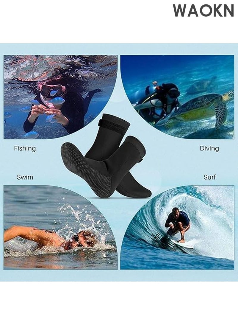 دبليو أيه أو كي أن جوارب نيوبرين مقاومة للماء بسمك 3 مم - جوارب حرارية للشاطئ والغوص للرجال/النساء - نعل مانع للانزلاق للسباحة وركوب الأمواج والرياضات المائية - حماية من الطقس البارد مع تصميم بدون درزات لأصابع القدم - جوارب متعددة الاستخدامات للغوص وصيد الأسماك والتجديف (أسود، 40-41) - Image 5