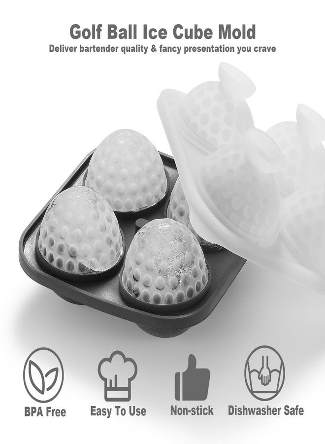 Nax Caki قالب مكعبات ثلج ثلاثي الأبعاد على شكل لعبة غولف من ناكس كاكي، قالب ثلج كبير من السيليكون بأشكال مرحة على شكل لعبة غولف، قالب ثلج للويسكي مع قمع للكوكتيلات والبوربون والبراندي، هدايا ويسكي للرجال، أسود - Image 4