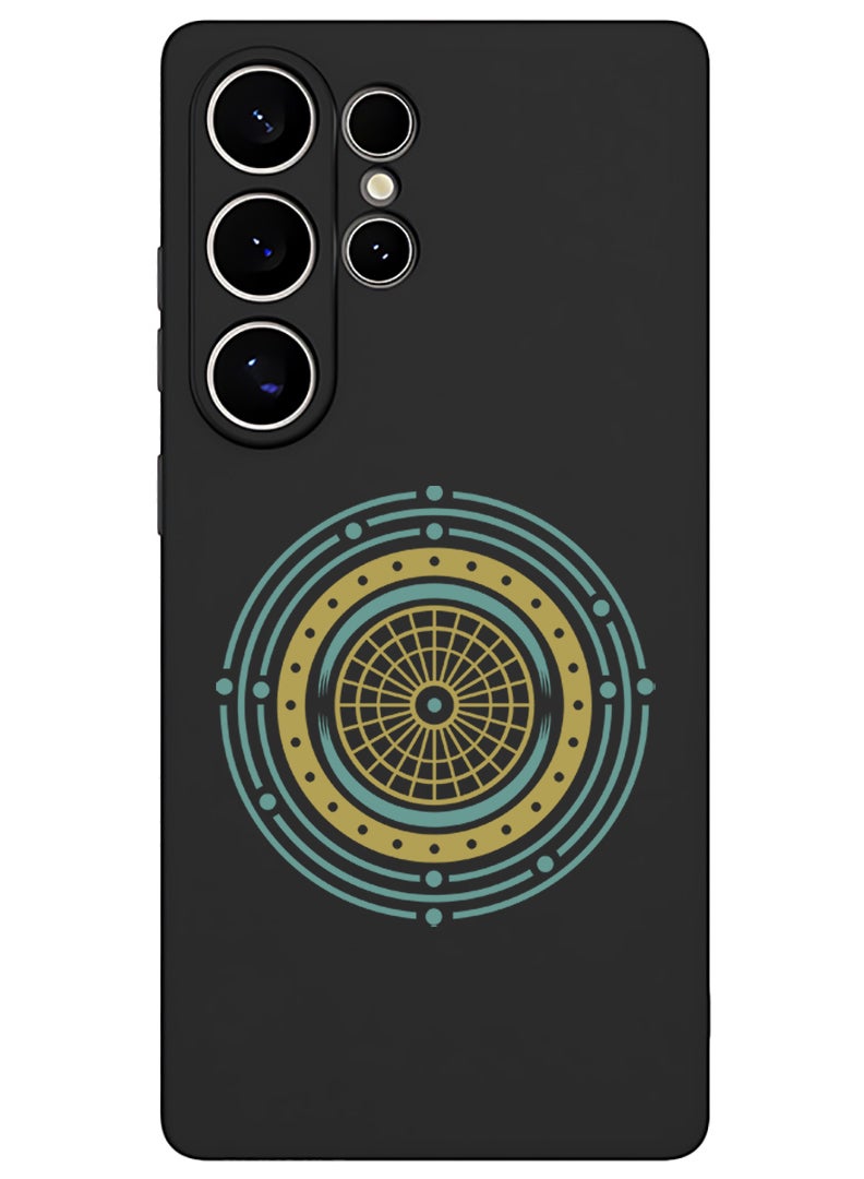 Theodor Protective Slim Fit Case Liquid Silicone Cover with Full Body Protection Anti-Scratch Shockproof Case For Samsung Galaxy S25 Ultra (Black) - Mandala 2  - Image 1
