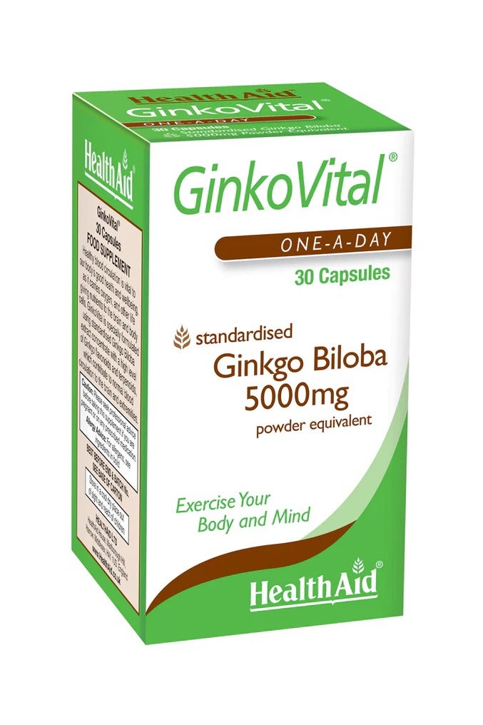 Health Aid HealthAid GinkoVital Ginkgo Biloba 5000mg – 30 Tablets, Herbal Support for Circulation & Cognitive Function - Image 1