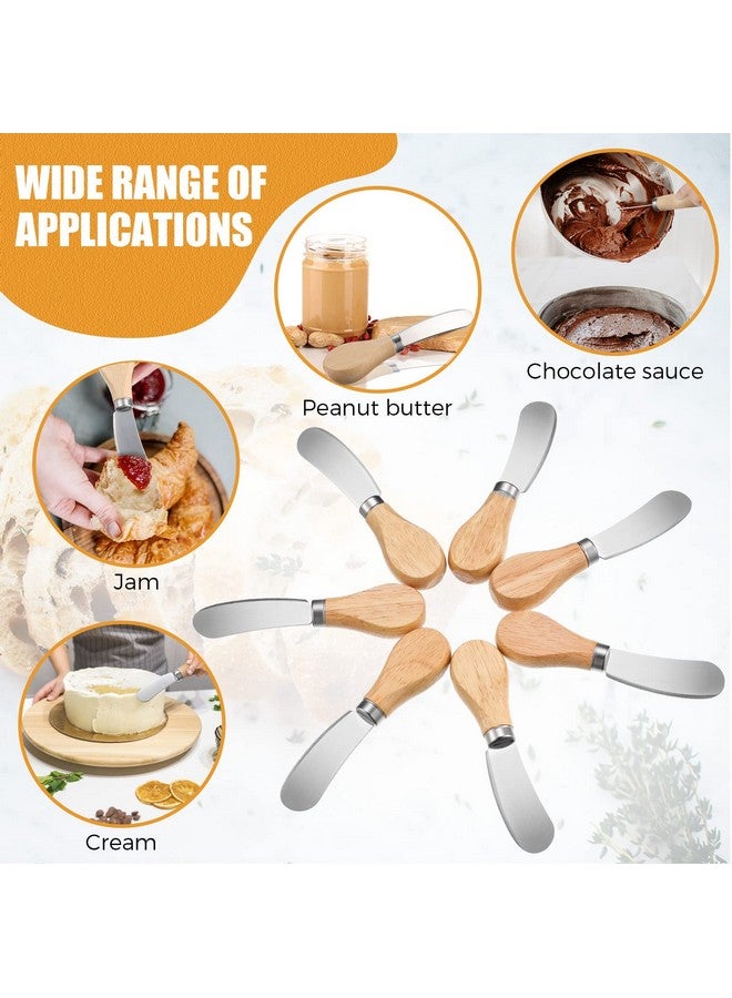 Lanties Lanties 24 Pcs Little Cheese Spreader Knives 4.7 Inch Stainless Steel Butter Spreader with Wooden Handle Mini Butter Knives Small Cheese Utensils for Charcuterie Board Cream Cake Condiment Sandwich  - Image 2