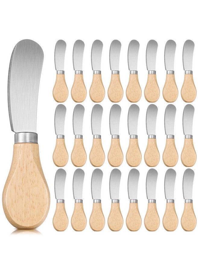 Lanties Lanties 24 Pcs Little Cheese Spreader Knives 4.7 Inch Stainless Steel Butter Spreader with Wooden Handle Mini Butter Knives Small Cheese Utensils for Charcuterie Board Cream Cake Condiment Sandwich  - Image 1