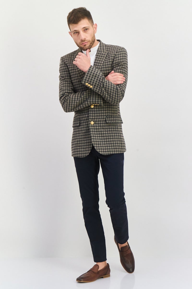 Asos Design Men Skinny Fit Checked Semi Formal Blazer, Grey  - Image 4