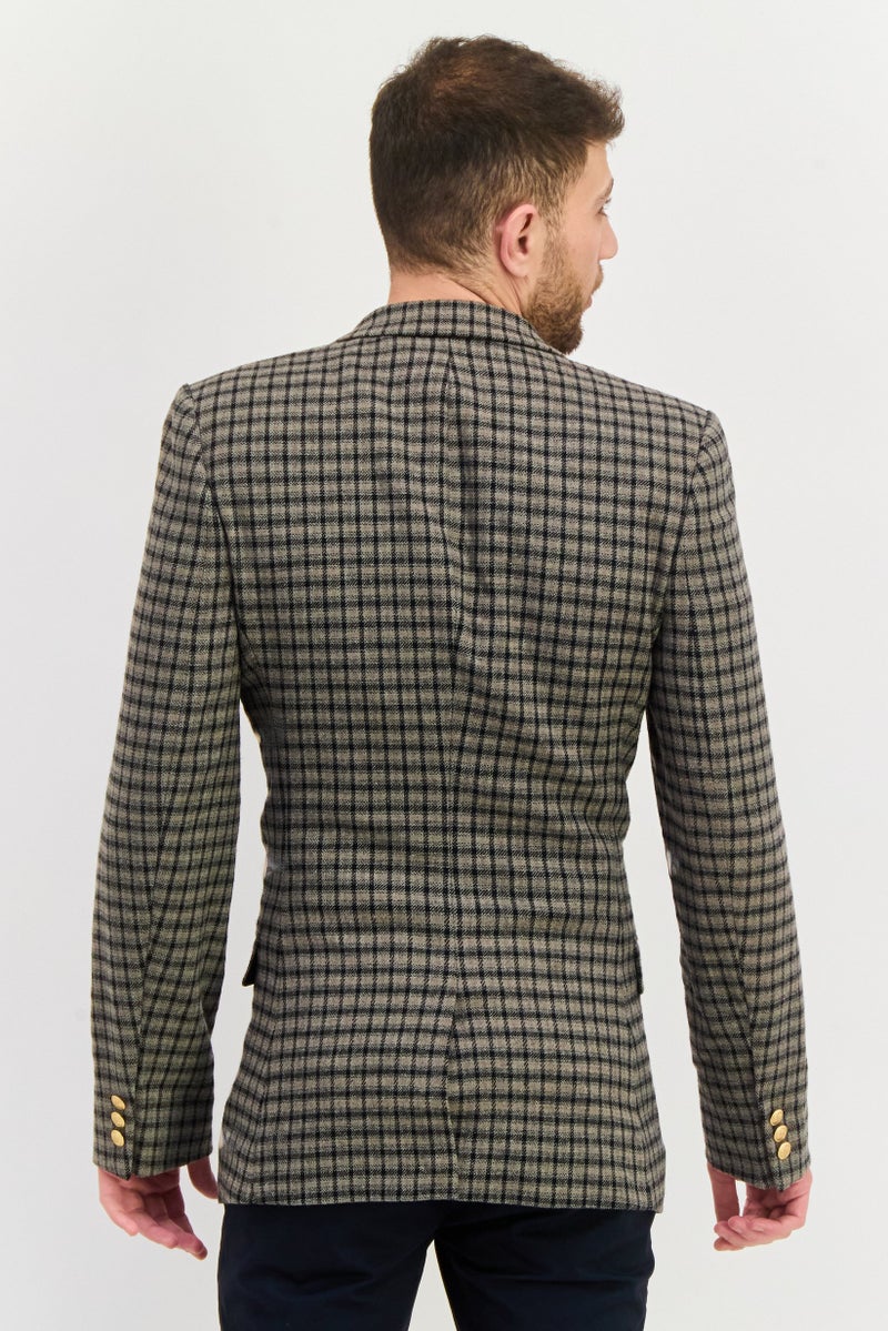 Asos Design Men Skinny Fit Checked Semi Formal Blazer, Grey  - Image 3