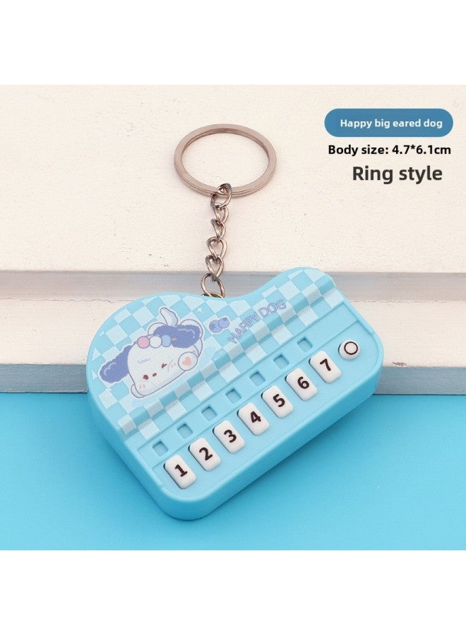 Creative Mini Piano Keychain Light-emitting Handheld Music Electronic Organ Toy Bag Pendant Ornaments Grab Machine Gift-Color:Cute Blue Dog Piano-round Ring - Image 1