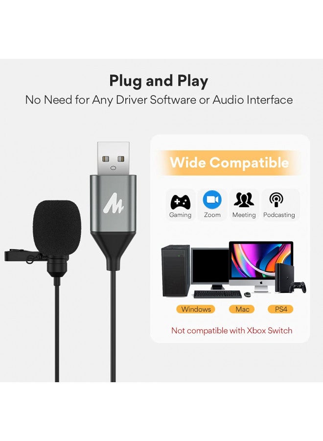 Maono MAONO USB Lavalier Microphone, 192KHZ/24BIT Plug & Play Omnidirectional Lapel Shirt Collar Clip on Mic for PC, Computer, Mac, Laptop, YouTube, Skype, Recording, Podcasting, Gaming, AU-UL10 - Image 4