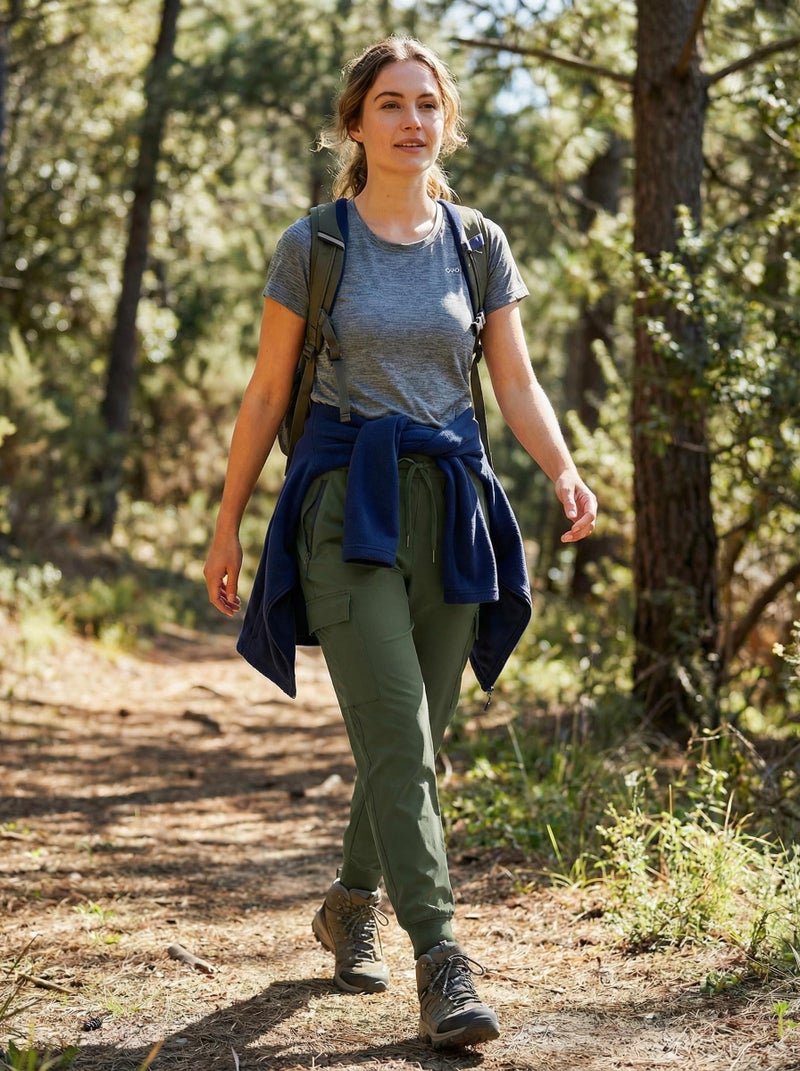 Libin Women's Cargo Joggers Lightweight Quick Dry Hiking Pants Athletic Lounge Casual Travel, Army Green L - Image 2