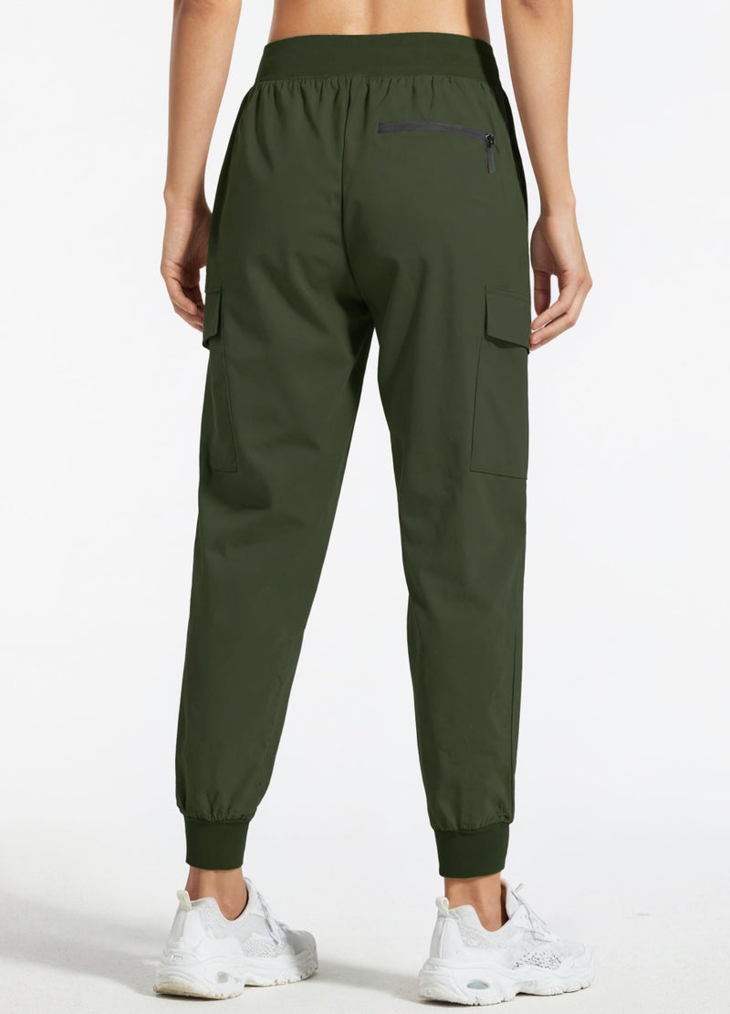 Libin Women's Cargo Joggers Lightweight Quick Dry Hiking Pants Athletic Lounge Casual Travel, Army Green L - Image 3