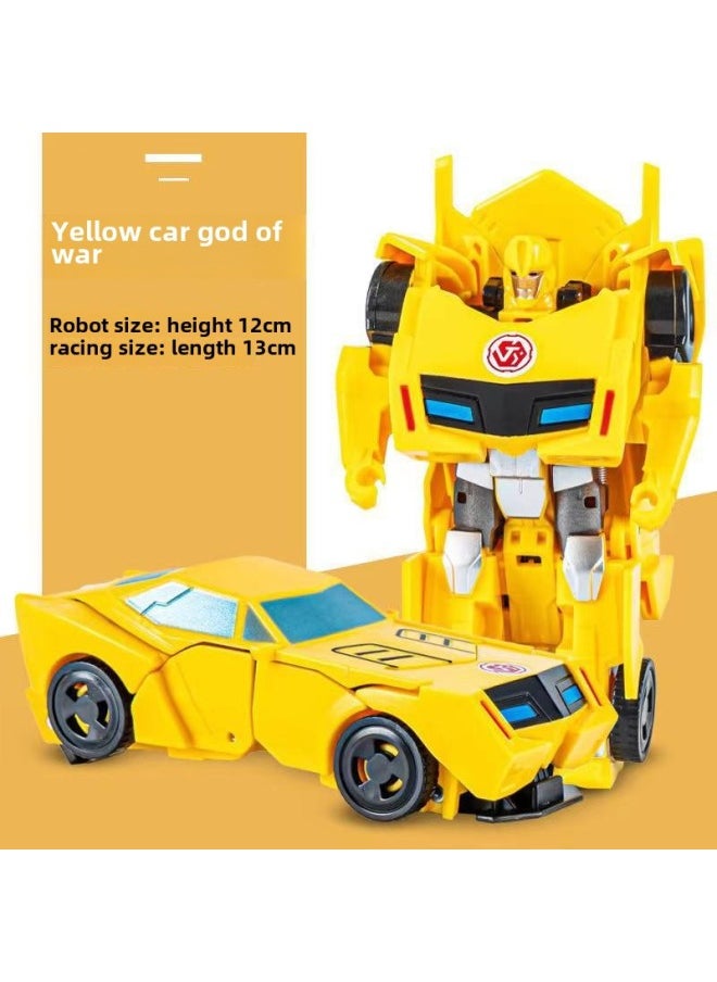 Generic - Transforming Robot Toy For Kids Step Change Auto Transformer Optimus Yellow Bee Column Car Robot Dinosaur Model Plastic Material-Color:Color Box-Red Seconds Transformers [Step Deformation]] - Image 1