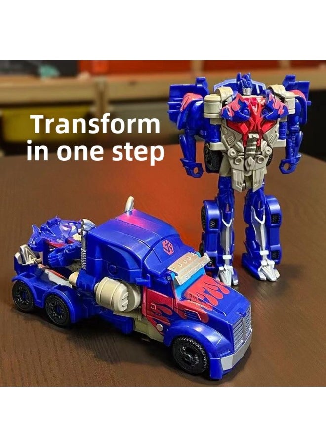 Generic - Transforming Robot Toy For Kids Step Change Auto Transformer Optimus Yellow Bee Column Car Robot Dinosaur Model Plastic Material-Color:Color Box-Red Seconds Transformers [Step Deformation]] - Image 1