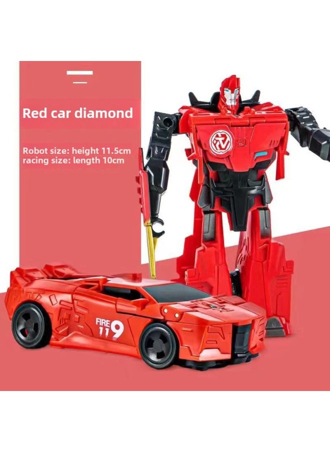 Generic - Transforming Robot Toy For Kids Step Change Auto Transformer Optimus Yellow Bee Column Car Robot Dinosaur Model Plastic Material-Color:Color Box-Red Seconds Transformers [Step Deformation]] - Image 1