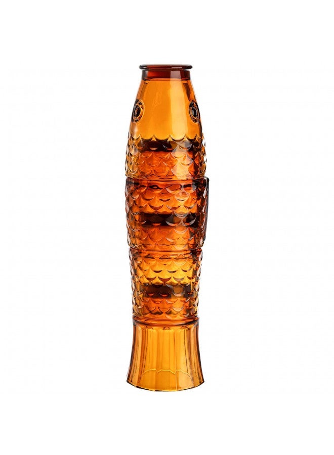 Frcctre Set of 4 Koi Fish Design Drinking Glasses, Stackable Amber Tumbler Glasses Beverage Cups Juice Tumblers Drinking Water Cups Nautical Glassware for Home, Party, Bar - Image 3