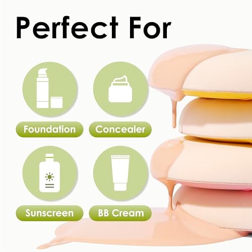 COOL-ANGLE 5Pcs Makeup Sponge For Foundation Concealer And Powder, Latex Free Blender Sponge For Natural And Easy Makeup Soft Long-lasting And Beginner-friendly, Green, Medium - Image 3