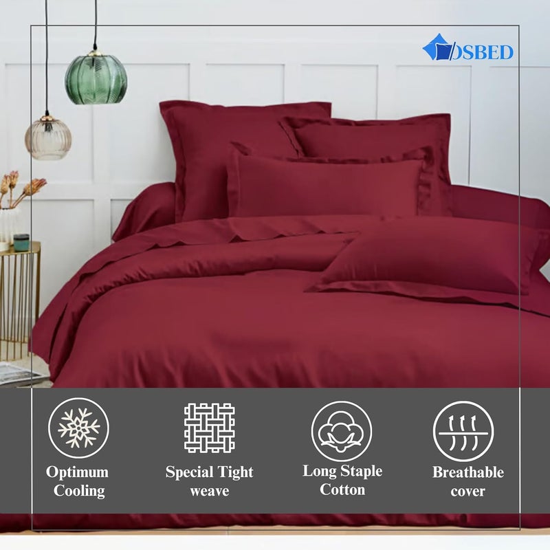 OSBED Cotton Pillow Covers Set of 2 - Breathable & Cooling Pillow Shams (Burgundy, 50 x 80cm) - Image 3