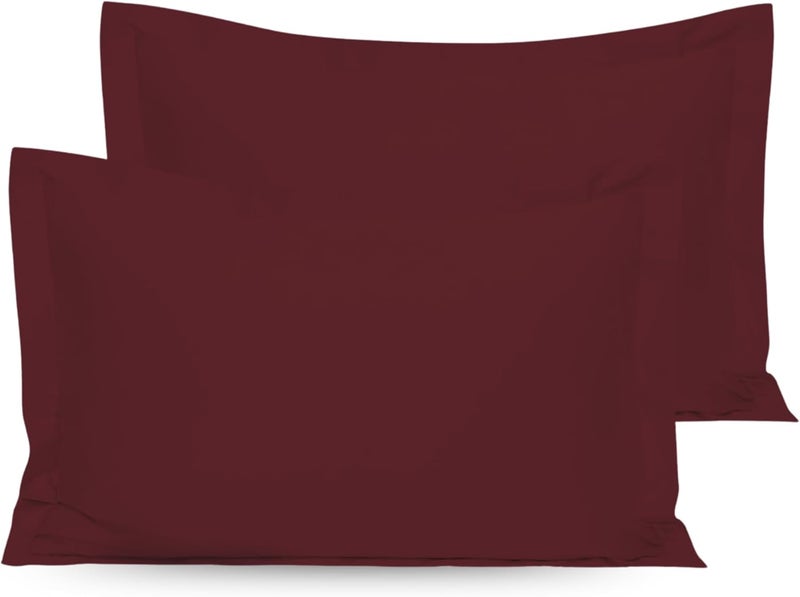 OSBED Cotton Pillow Covers Set of 2 - Breathable & Cooling Pillow Shams (Burgundy, 50 x 80cm) - Image 1