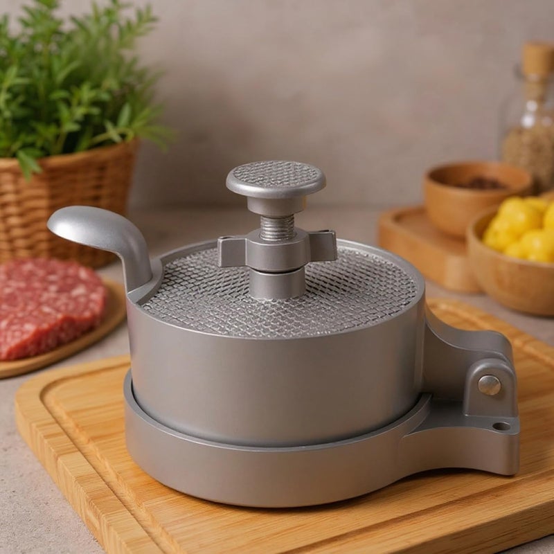 Silver Burger Press, Alloy Patty Maker With Handle For Kitchen - Image 3