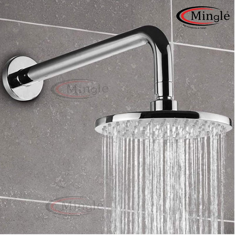 MINGLE ® Round Full Bend Shower Arm | Premium Stainless Steel Shower Arm for Overhead Showers | Chrome Finish Shower Holder (ARM_24*24) - Image 4