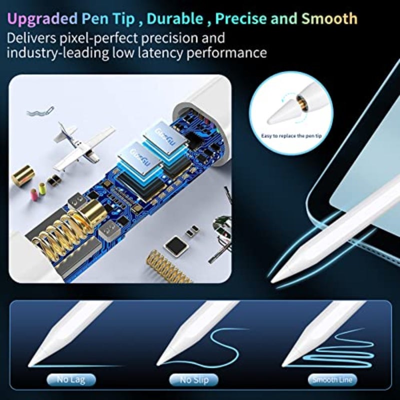 قلم ستايلس لجهاز iPad 9thand10th Gen مع خاصية رفض راحة اليد، قلم نشط متوافق مع Apple iPad 10th/9th/8th/7th/6th Gen، iPad Air 5th/4th/3rd Gen، iPad Pro 11 و12.9 بوصة، iPad Mini 6th/5th Gen - Image 3