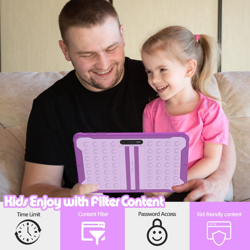 PRITOM Android 13, 10 inch Tablet, Parental Control, 6000mAh, Quad Core Processor, 2GB RAM, 64GB ROM, HD IPS Touch Screen, Google Play, YouTube (Purple) - Image 4
