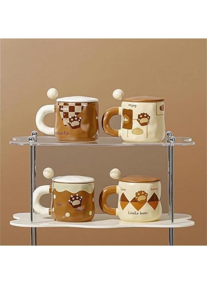 HOOKOR Korean Cartoon Teddy Bear Ceramic Mug with Lid and Spoon - 400ml  - Image 5
