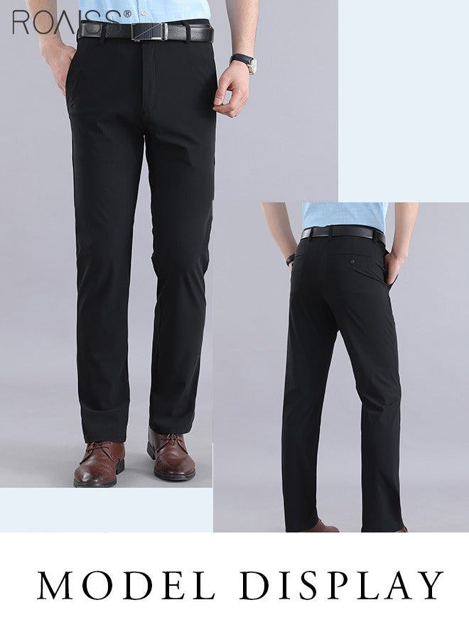 رويس مرونة عالية الجودة عادية تنفس السراويل الملابس الخريف بدلة مستقيمة السراويل الرجال أزياء الأعمال الأنيقة - Image 4