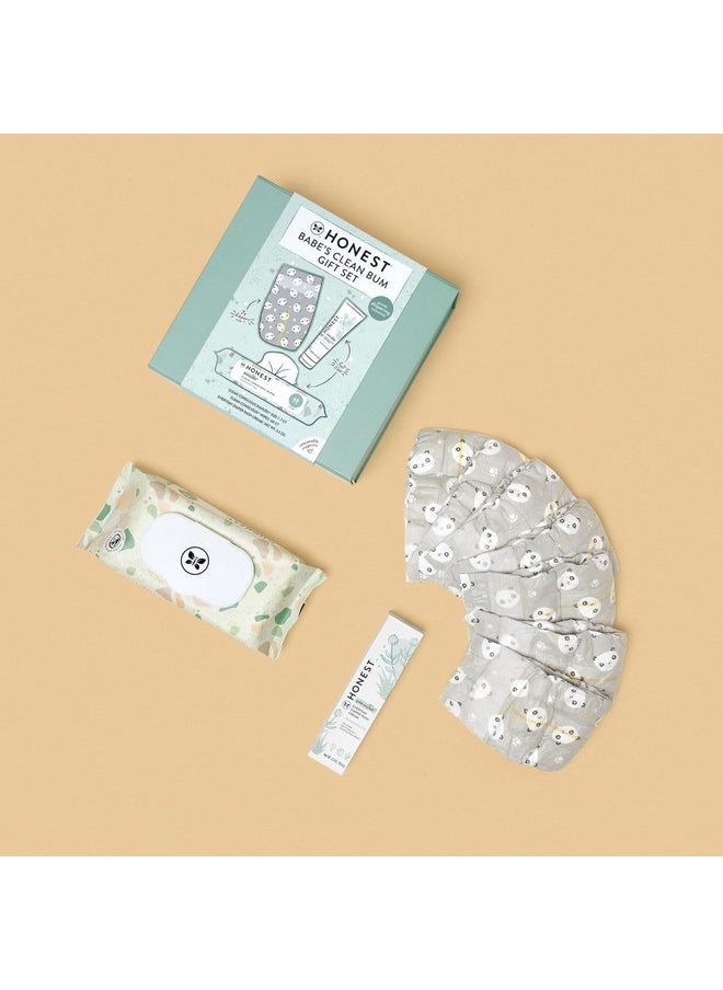 The Honest Company - The Honest Company Babe's Clean Bum Gift Set | Diapering + Newborn Essentials | 99% Water Wipes (60 ct), Diaper Rash Cream (2.5 oz), Clean Conscious Diapers (Size 1, 7 ct) - Image 1