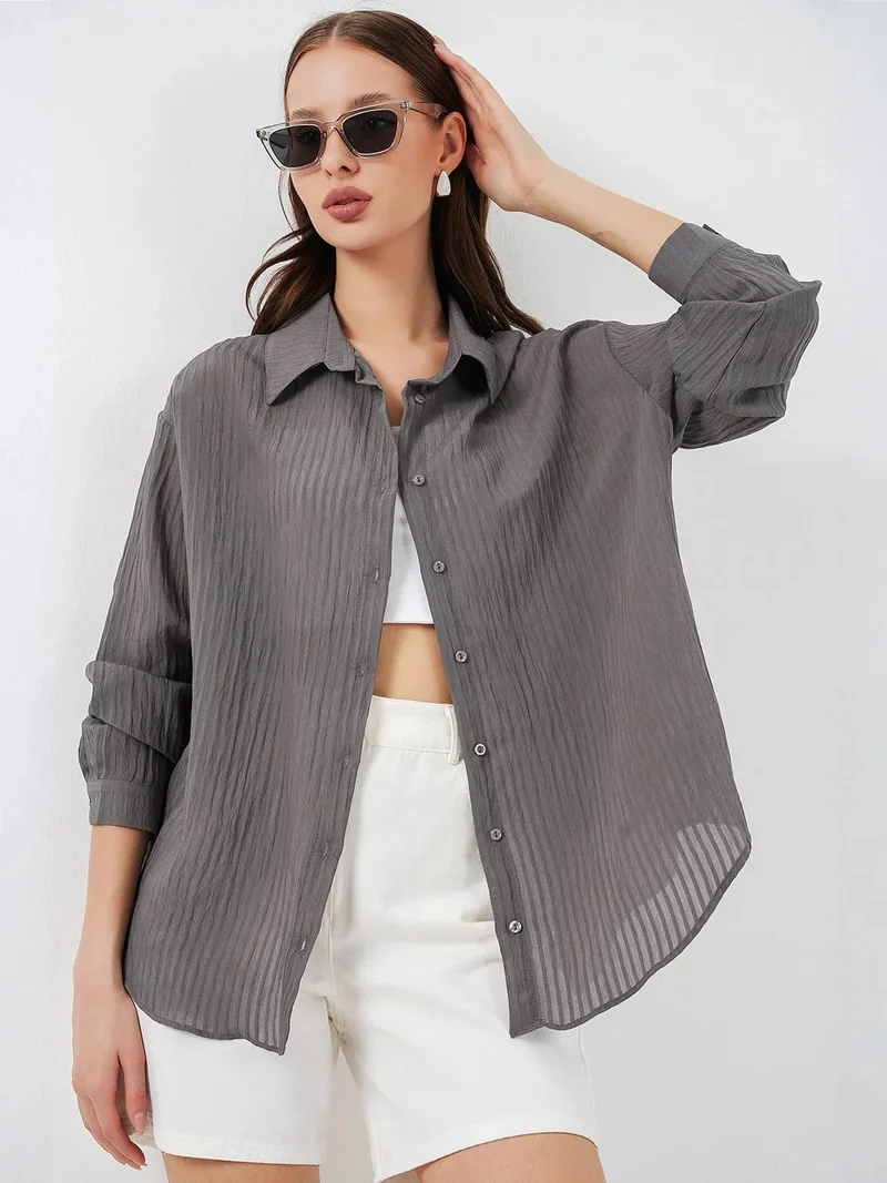 بيغ دارت BDART Textured Long Sleeve Button-Up Shirt