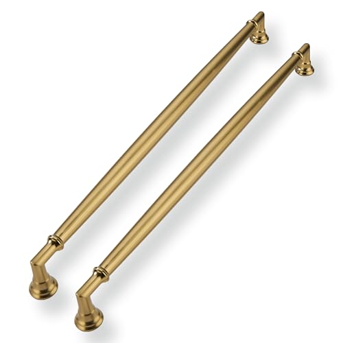 CABDM 5 Pack 12Inch Hole Center Champagne Bronze Cabinet Pulls Solid Champagne Brass Cabinet Handles Solid Hardware Handle for cabinets Dressers Kitchens bedrooms - Image 1