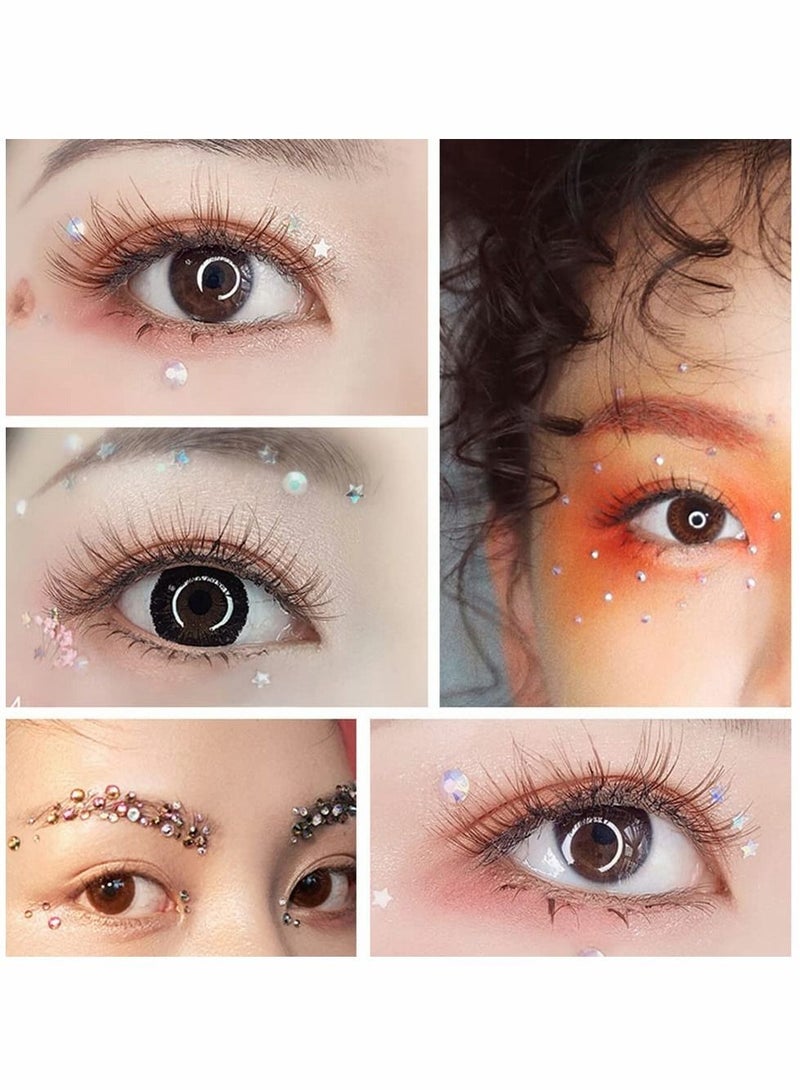Excefore Eye Body Face Gems Jewels Rhinestone Stickers Acrylic Self Adhesive Crystal White Makeup Diamonds Face Tattoo Stick Gems for Women Festival Accessory DIY Crafts and Nail Art Decorations(3 Sheets)  - Image 4