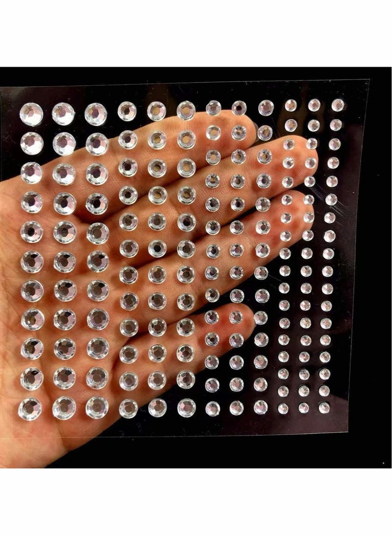 Excefore Eye Body Face Gems Jewels Rhinestone Stickers Acrylic Self Adhesive Crystal White Makeup Diamonds Face Tattoo Stick Gems for Women Festival Accessory DIY Crafts and Nail Art Decorations(3 Sheets)  - Image 5