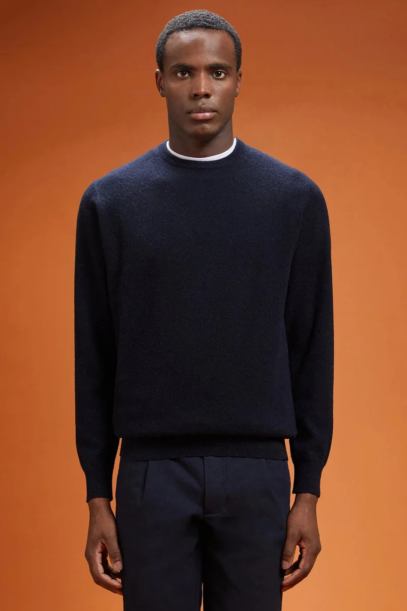 Men's regular fit lambswool jumper - DK Blue