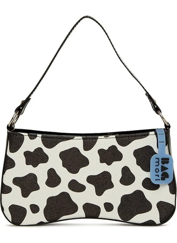 باجموري Black and White Pattern Baguette Hand Bag