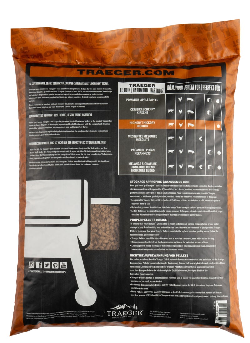 TRAEGER - Hickory Wood Fired Flavor 100% All-Natural Wood Pellets For Pellet Grills, Bbq, Bake, Roast, And Grill, 20Lb Bag - Image 1