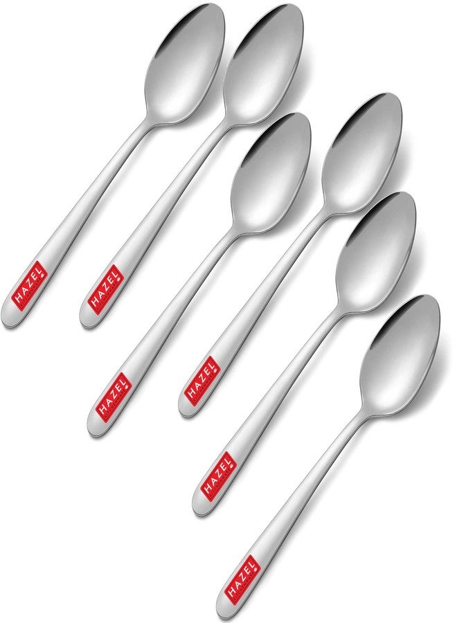 HAZEL Stainless Steel Spoon Set of 6 | 16cm Durable Steel Spoons for Kitchen & Dining | Rust-Resistant Cutlery - Image 2