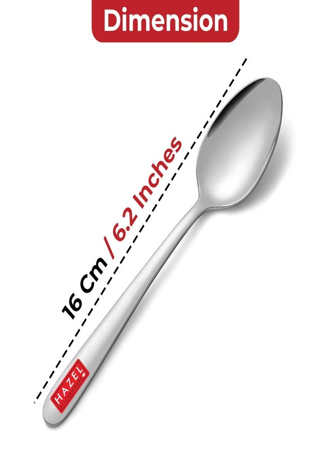 HAZEL Stainless Steel Spoon Set of 6 | 16cm Durable Steel Spoons for Kitchen & Dining | Rust-Resistant Cutlery - Image 3