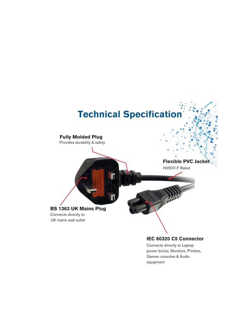 Terabyte C2G 0.5m UK Laptop Power Cord (BS 1363 to IEC 60320 C5) Black - Image 5