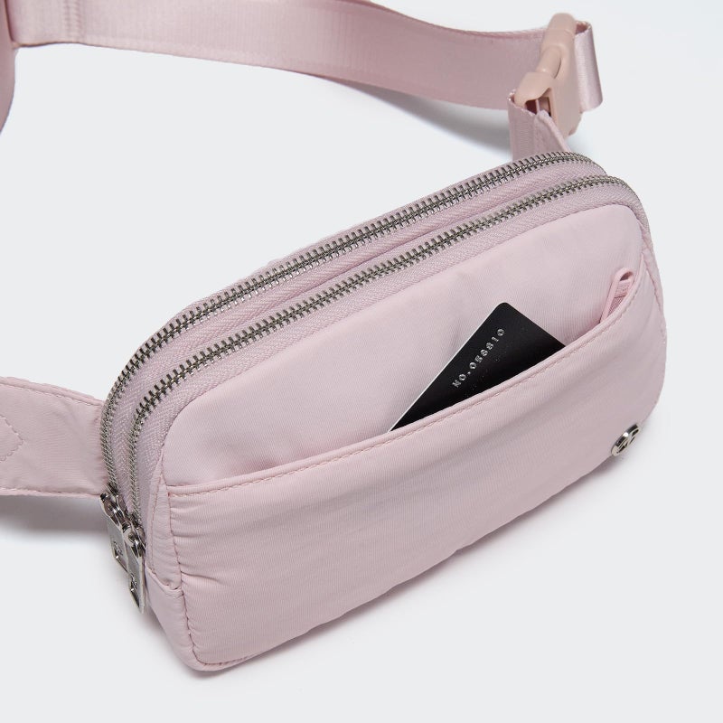 Pander Everywhere Belt Bag for Women, 5 Zipper Pockets Nylon Crossbody Fanny Pack Purse (Pink). - Image 3