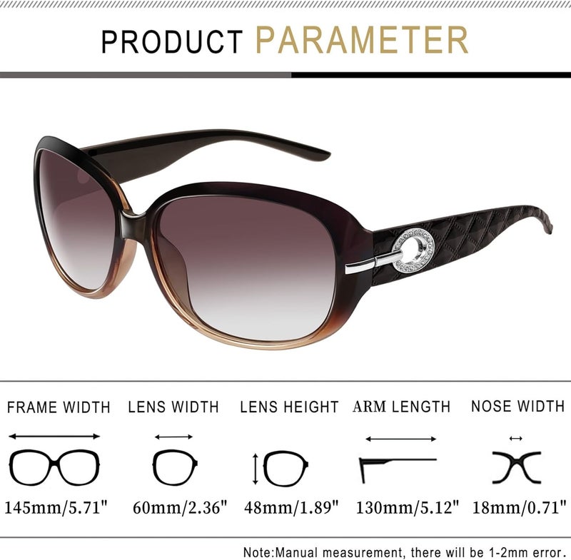 Joopin Big Womens Sunglasses Polarized Trendy Sun Glasses Large Rectangle UV Protection Rhinestone Sunnies - Image 4