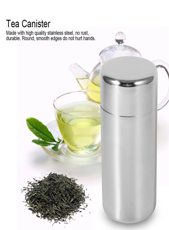 Kodrily Tea Canister, Double Seal Tea Tins for Loose Tea, Stainless Steel Tea Tin Canister, Round Tea Storage Containers with Airtight Double Lids for Coffee Sugar, 5.9 x 3.0in (L) - Image 4