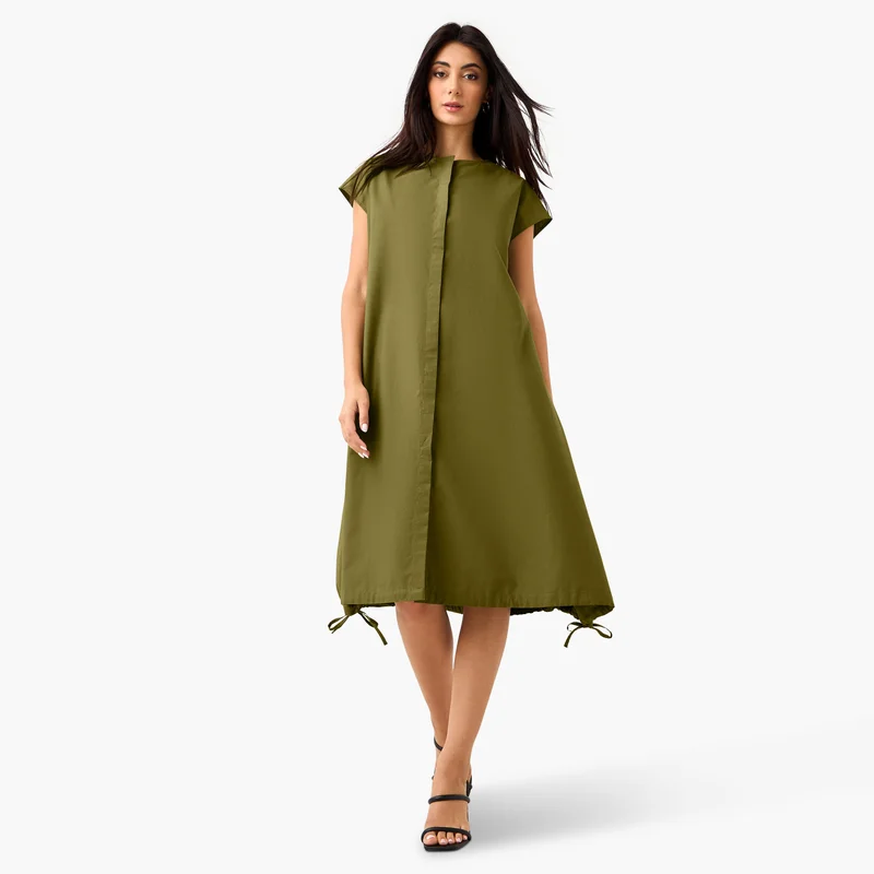 Iconic Button Down Dress with Tie-Ups