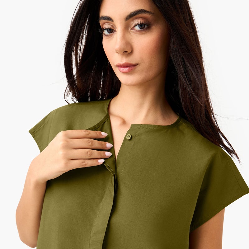 ايكونيك فستان كلاسيكي بأزرار ورباط - Image 4