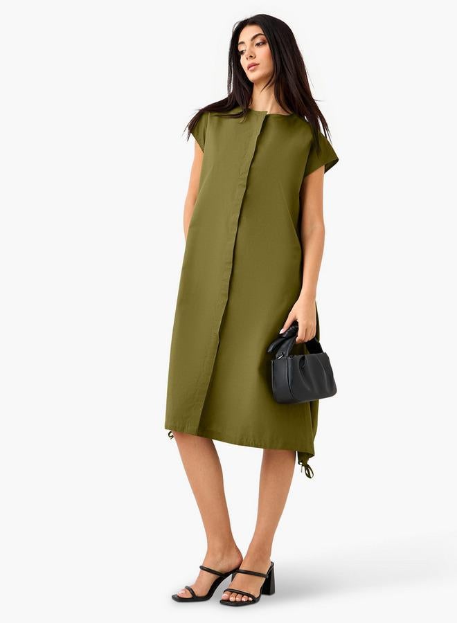 ايكونيك فستان كلاسيكي بأزرار ورباط - Image 2