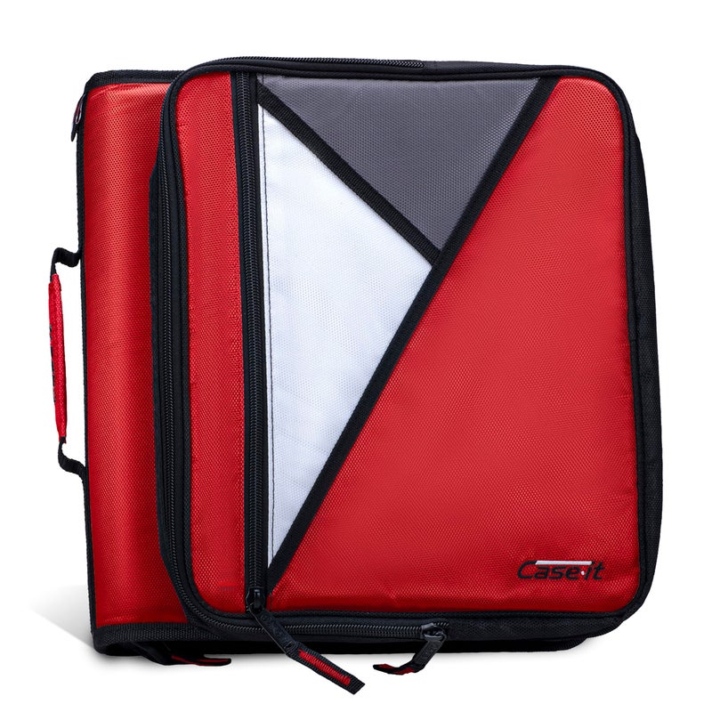 Case it Case-it Universal Zipper Binder | 2-Inch O-Rings,13-Inch Laptop/Tablet Padded Pocket,400 Sheet Capacity,Multiple StoragePockets & Shoulder Strap | School & Office Organizer | LT-007 Fire Engine Red - Image 5