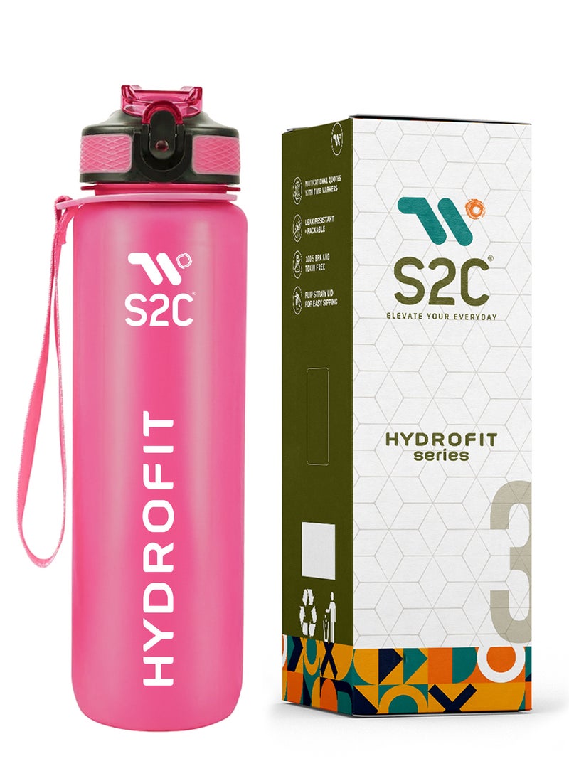 S2C Water Bottles 1L with Times to Drink and Straw, Motivational Water Bottle for kids Leakproof Drinking Sports Water Bottle for Fitness, Gym & Outdoor - Image 1