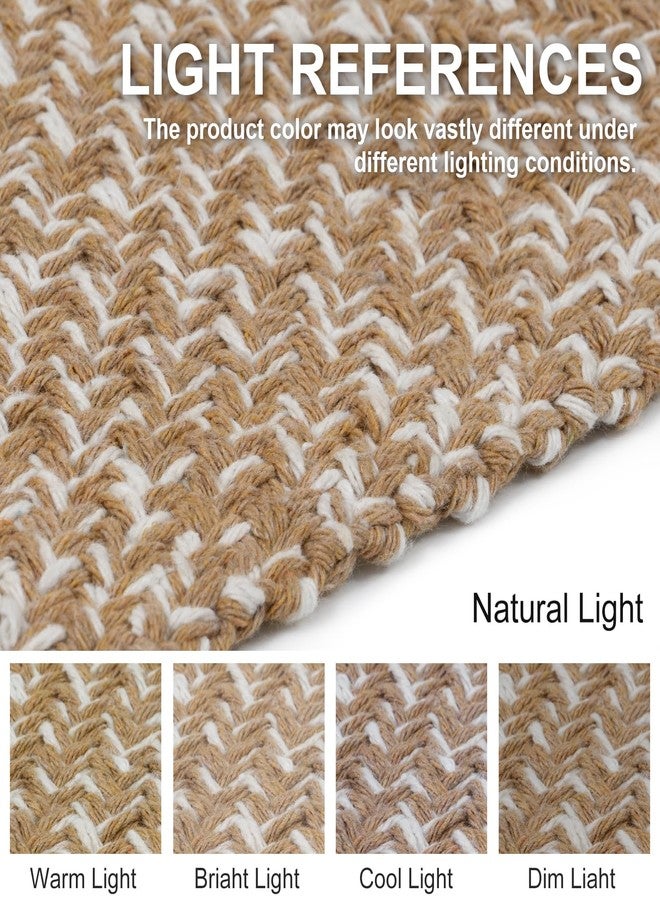 Collive Boho Runners for Hallways 2x7 ft, Washable Kitchen Runner Rug Low-Profile Neutral Indoor Entryway Rug, Tan/Cream Braided Cotton Floor Carpet for Laundry Room Bedroom Doorway - Image 4