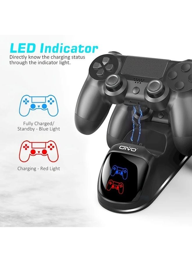 شاحن جهاز تحكم PS4 مع وظيفة عرض الشحن السريع وحامل تخزين وقائي - Image 3