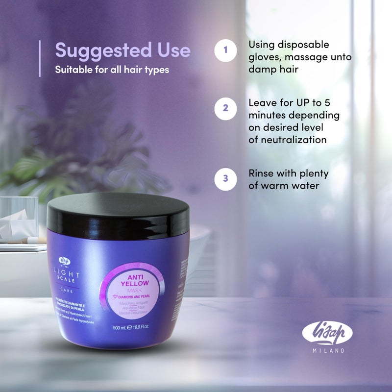 Lisap Purple Hair Mask, Light Scale Hair Care Anti Yellow Hair Toner for Blondes, Toning Blonde, White, Silver Hair & Highlights, Nourishing & Hydrating Mask, Neutralizes Brassy Tones, 16.9 fl oz - Image 3