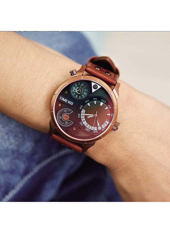 Time100 Men's Watch National Trend Colorful Coated Triple Movement Multifunctional Versatile Leather Strap Men's Watch Jd Self-operated - Image 1