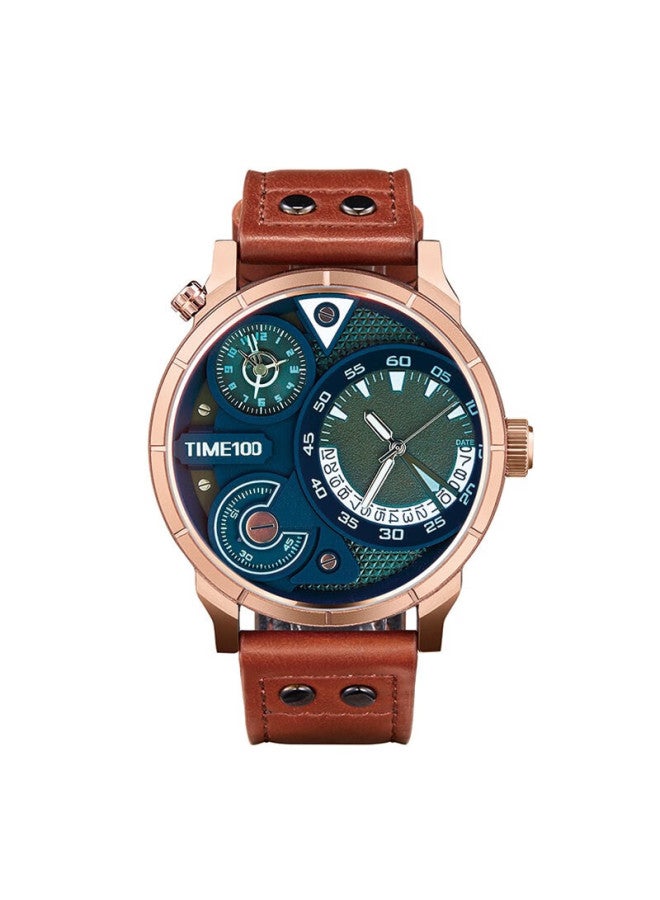Time100 Men's Watch National Trend Colorful Coated Triple Movement Multifunctional Versatile Leather Strap Men's Watch Jd Self-operated - Image 5